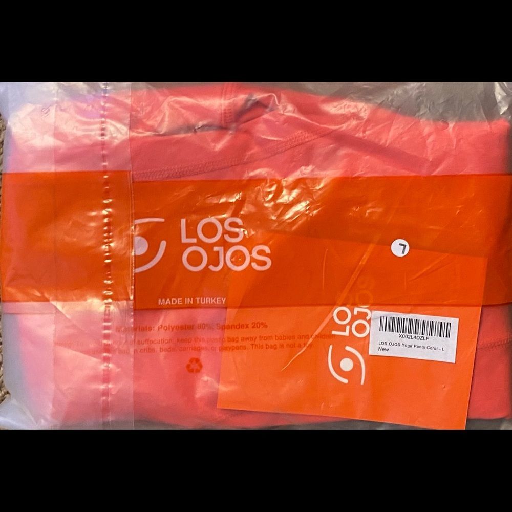 LOS OJOS - High Waist Yoga Pant Leggings with Pockets - Coral - Picture 8 of 9